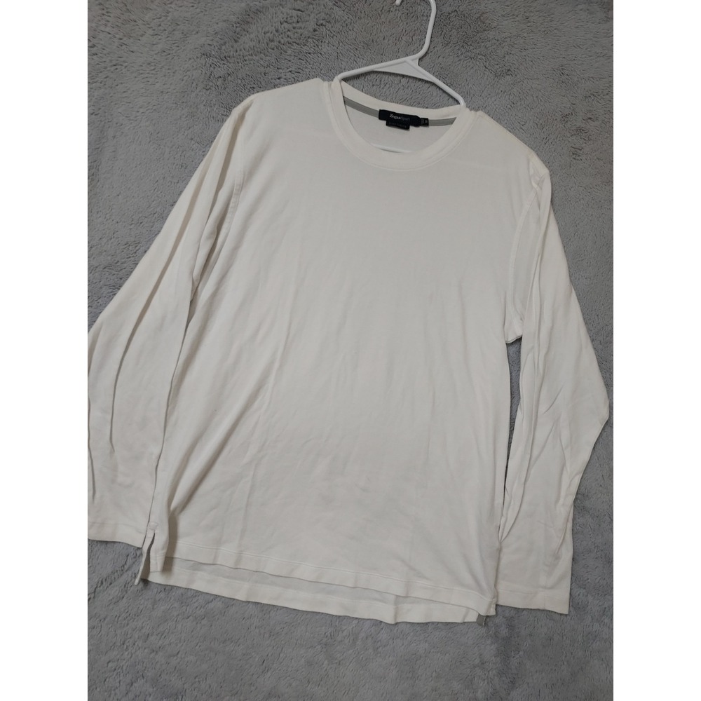Zegna Sport Shirt Mens Medium Long Sleeve Cotton Crew Neck White Casual Preppy